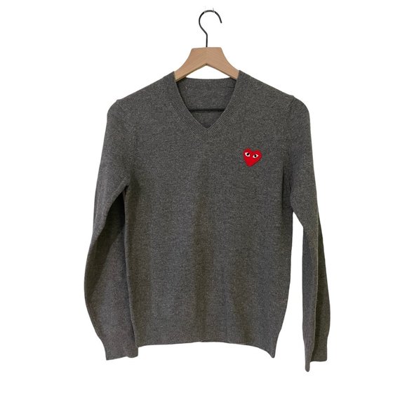 Comme Des Garcons Play Heart Motif V-neck Sweater